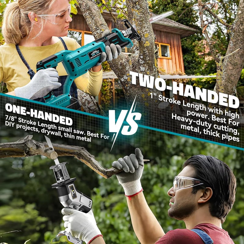 Cerycose Cordless Reciprocating Saw Compatible with Makita 18V Battery, Variable Speed 1" Stroke Length,3200 SPM, Toolless Blade Change, 4 Saw Blades for Metal Wood PVC Cutting Tool Only - Image 3